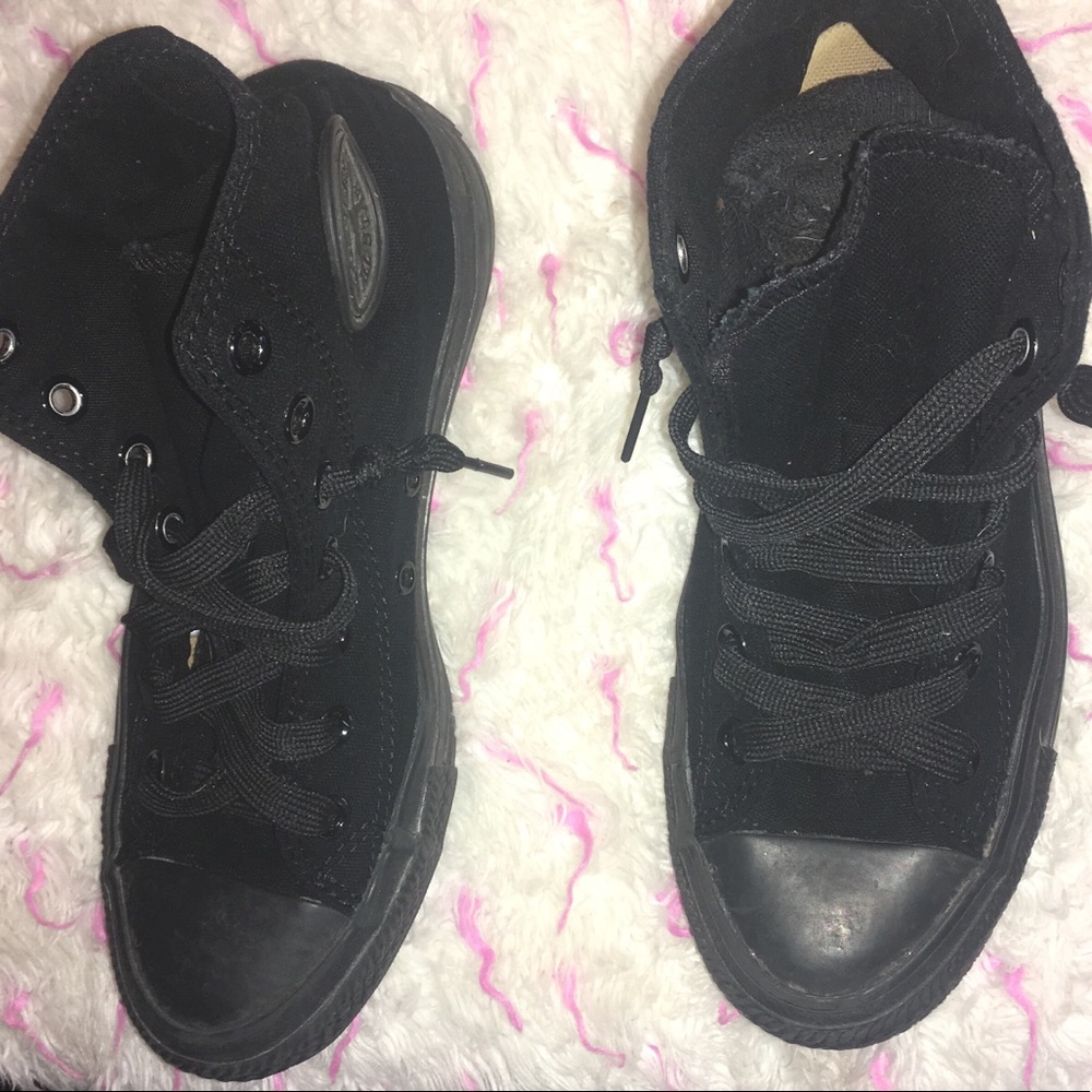 Converse all black high tops